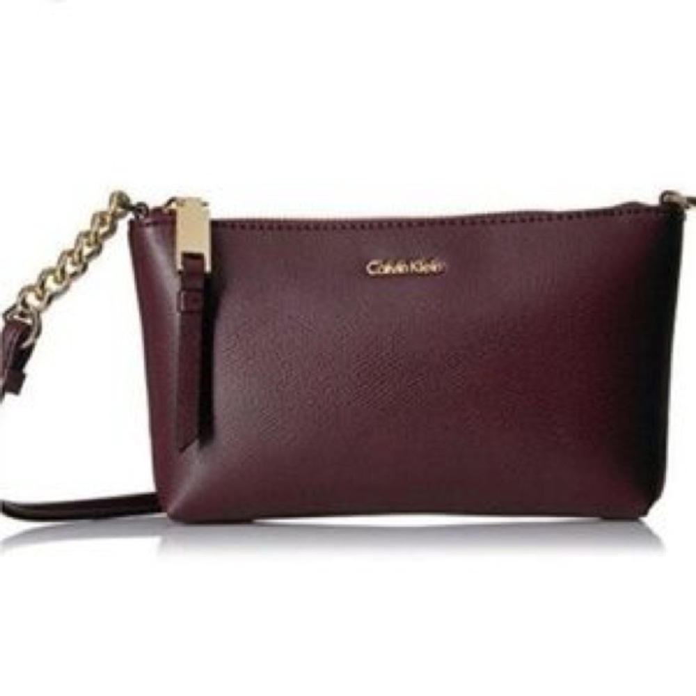 Calvin Klein Burgundy Crossbody with Gold Chain
